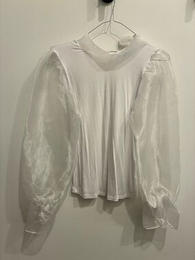 Romantic Sheer White Puff Sleeve Blouse Size S Cottagecore Going Out